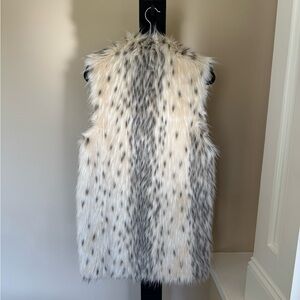 Fabulous Furs Cream and Gray Faux Fur Vest